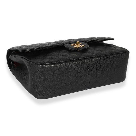 Chanel Black Quilted Caviar Classic Jumbo Double Flap Bag - Picture 7 of 8